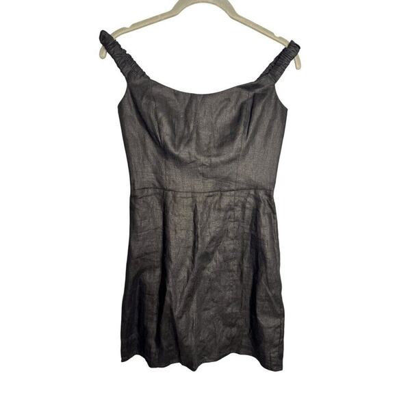 NEW Reformation Sawyer Linen Mini Dress Black Size 2 - Picture 6 of 10